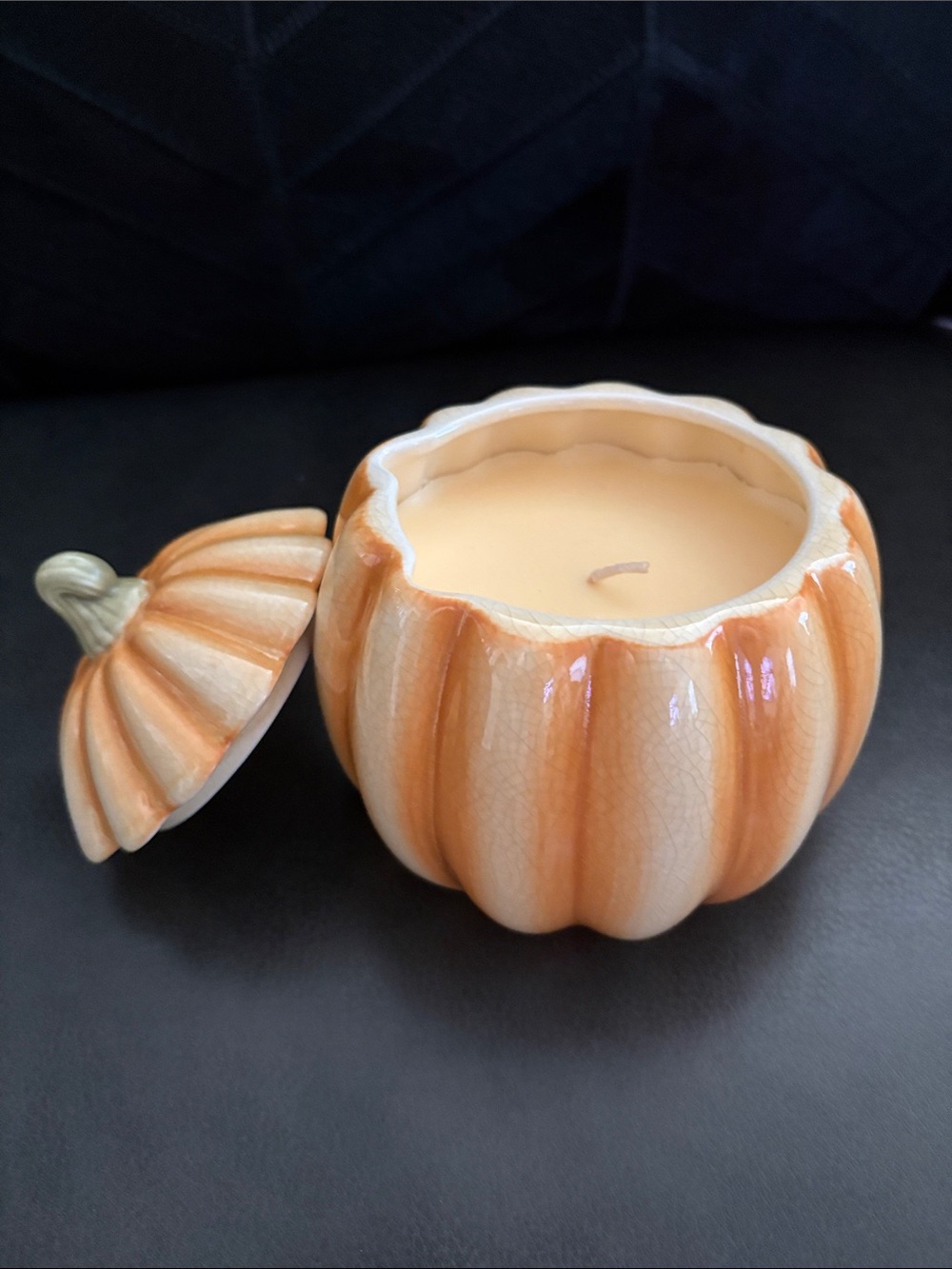 Ceramic Pumpkin Candle - Orange - Picture 2 of 6